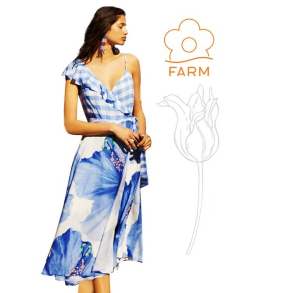 Farm for Anthropologie Seaside wrap midi dress - size M